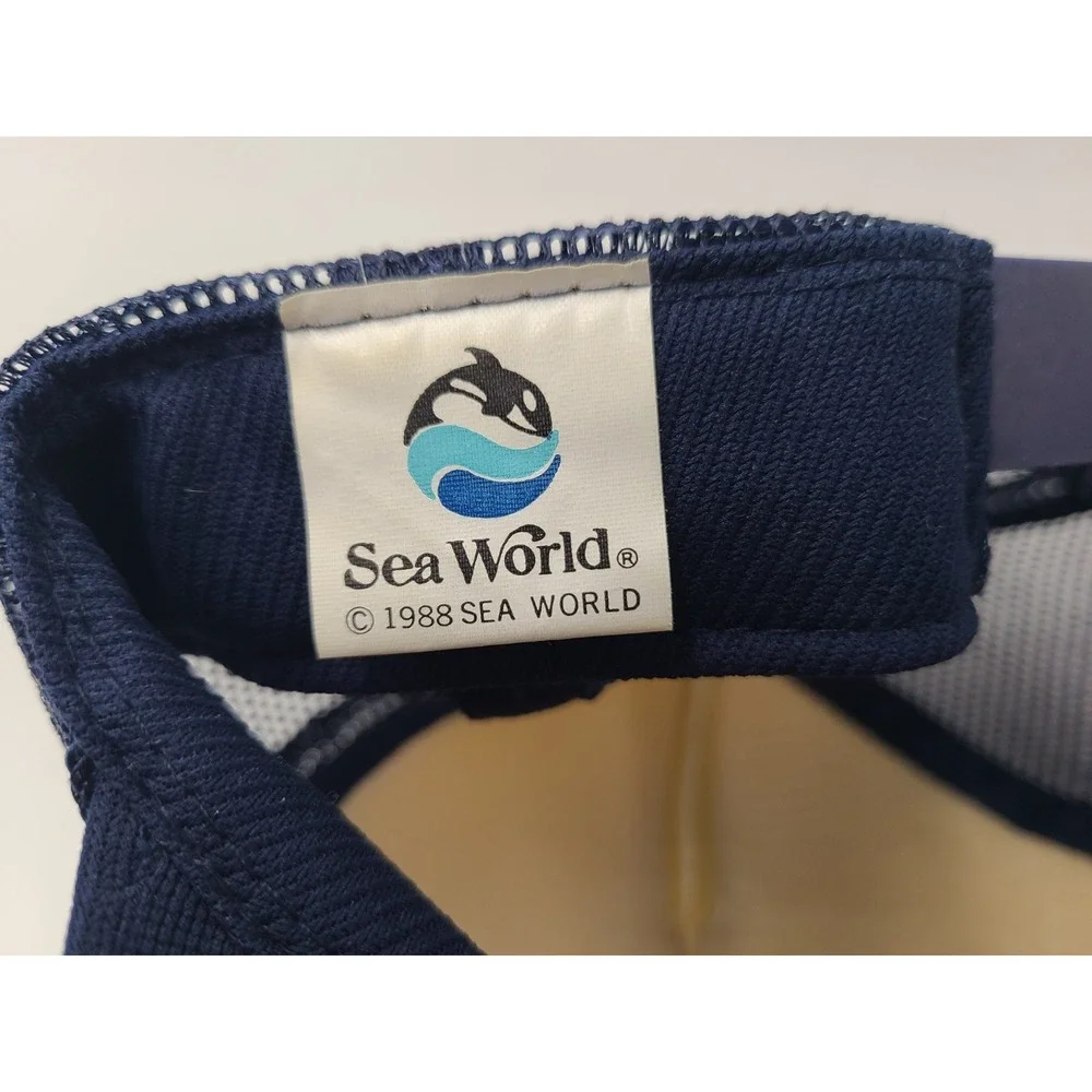 Vintage Child Sea‎ World Whale Mesh Trucker Snapback Hat Cap Boy Girl White Blue